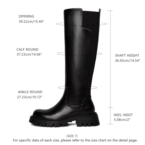 Platform Knee High Boots for Women Comfortable Stretch Round Toe Chunky Heel Tall Boots with Side Zip Dress Casual Long Riding Boots3