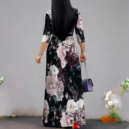Image of PinkPatty Plus Size Maxi Dress for Women 3 /4 Sleeve Casual Long Dress