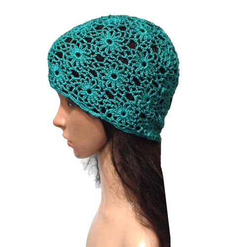 SUNONE11HKA Crochet Cutout Flower Skull Cap Handmade Knitted Women Beanie Daisy Lace Hats2