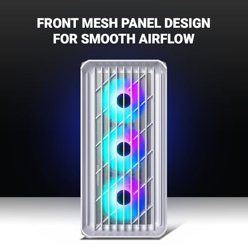 Image of Ant Esports 205 Mini 6F Mini-Tower Computer Case /Gaming Cabinet - White | Support Micro-ATX, Mini-ITX | Pre-Installed 6 ARGB Fans