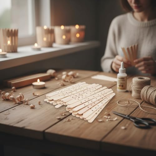 50 piezas de soportes de mecha de madera para velas miniatura 3