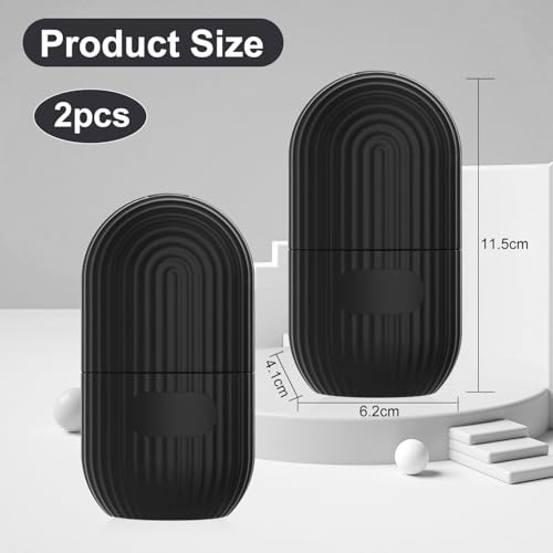 FLOWERUN 2 Stück Ice Roller für Gesicht, Facial Eisroller aus Silikon, Eiswürfel Roller, Faltenreduzierung, Schwellungen Verringern, Hautstraffung, Wiederverwendbar (Schwarzer Streifen)