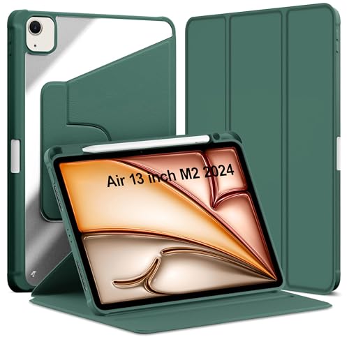 Image of TGK Rotating Case Cover for iPad Air 13 inch M4 /M3 /M2 (2026 /2025 /2024) with Pencil Holder (Forest Green)