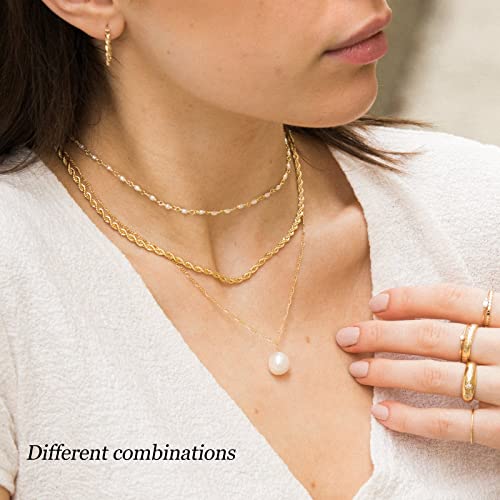 Tewiky Gold Rope Chain Necklace 18K Gold Plated Braided Twist Chain For Women 3Mm Diamond Cut Rope Chain Necklace 18Inch Long Jewelry For Men #TOP3