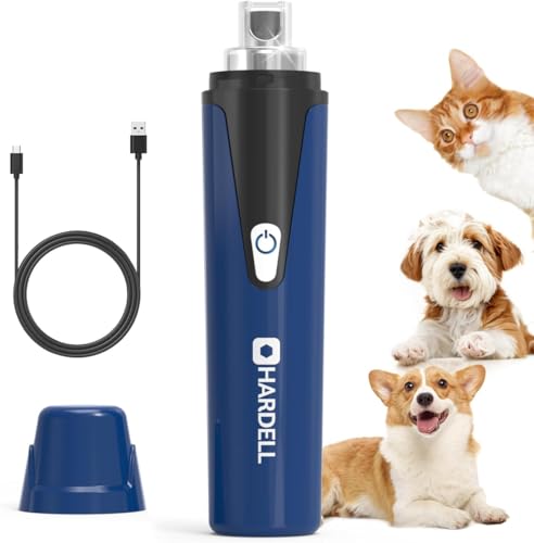 HARDELL Dog Nail Grinder, Super Quiet Dog Nail Trimmers with 2 LED Lights & 3 Grinding Ports, USB Rechargeable and Cordless Safety Pet Nail Grinder for Small Dogs/Cats & Puppy