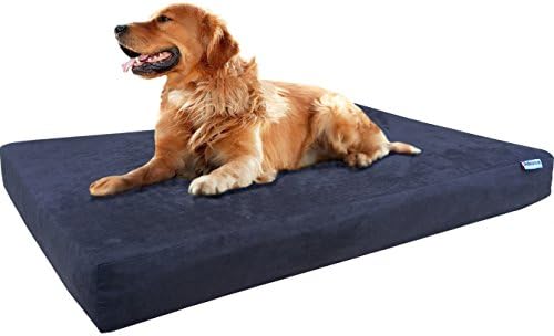 dogbed4less XL Orthopedic Gel Infused Cooling Memory Foam Dog Bed for Medium to Large Pet, Waterproof Liner and Suede Espresso External Cover, 47X29X4 Inches (Fit 48X30 Crate)