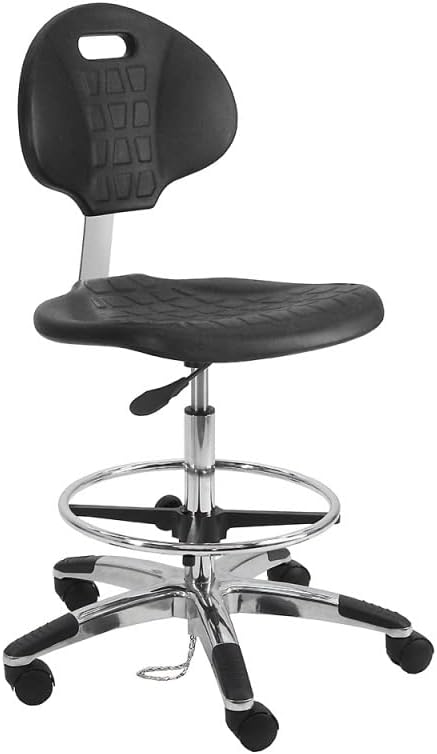 BenchPro LAT-Dub ESD Urethane Polyurethane Stools Chair with 18 in. Adjustable Footring Aluminum Base & 21 to 31 in. Height Adjustment Black