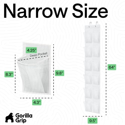 Image of GORILLA GRIP Over the Door Shoe Organizer, 12 Large Pockets, White