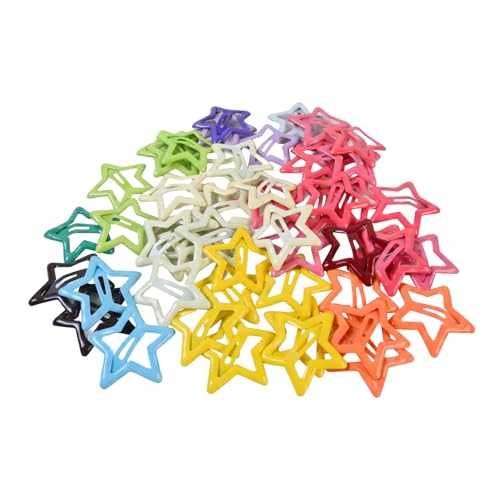 Solvio Star Hair Clips 50 Pcs Y2K Cute Metal Snap Hair Accessories for Women Girls Non-Slip Colorful Kawaii Barrettes for Thick Fine Hair Silver Gold Pink Assorted