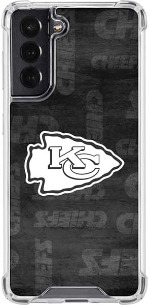 Skinit Clear Phone Case Compatible with Galaxy S22 - Officially Licensed NFL Kansas City Chiefs Black & White Design