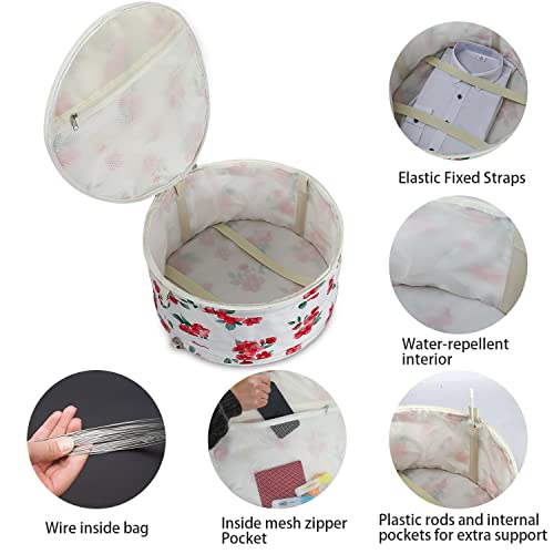 Tuferia Hat Box - Round Hat Storage Box With Dustproof Lid - Travel Hat Bag For Women And Men - Travel Hat Storage Container Suitable For Large Round Hats - (15.7) X (15.7) X (8) Inches (Ivory) #TOP4