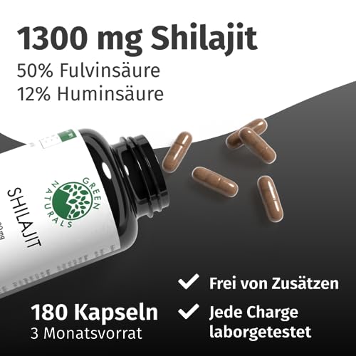Green Naturals® Shilajit Original Himalaya - Hochdosiert: 1|000 mg Shilajit pro Tagesdosis (10:1 Extrakt) +50% Fulvinsäu