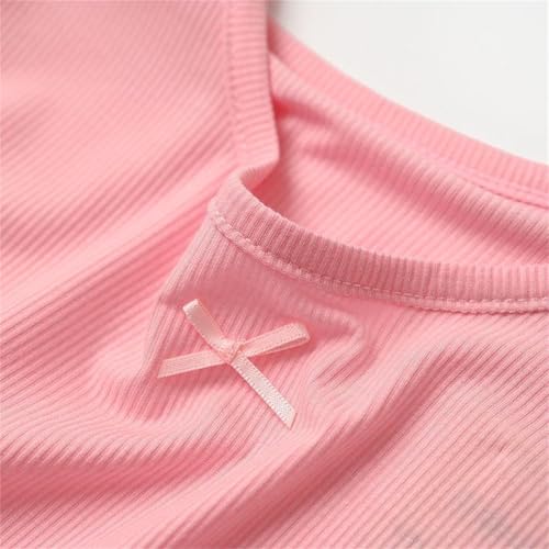 Soft Stretchy 𝐏ajamas Sets for Girls 2pc Plain Cotton Lounge 𝐏𝐉 Outfits Kids 2025 Summer Loose Tops Pants Sl𝐞epwear4