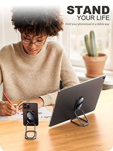 A-LuGei 𝗙𝗼𝗹𝗱𝗮𝗯𝗹𝗲 & 𝗔𝗱𝗷𝘂𝘀𝘁𝗮𝗯𝗹𝗲 Phone Kickstand Ring Holder, Magnetic Cell Phone Grips, Phone Stand for Desk, Adhesive Phone Holder for Hand, 360° Rotation Ring for Back of iPhone Case - Thumbnail 5