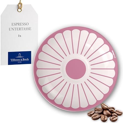 Villeroy & Boch - Fleur cassis Espresso-Untertasse pink, Spülmaschinenfest, Mikrowellensicher, Untersetzer für Espressotasse, Kleiner Servierteller, Unterteller Blumenmuster, Premium Porzellan
