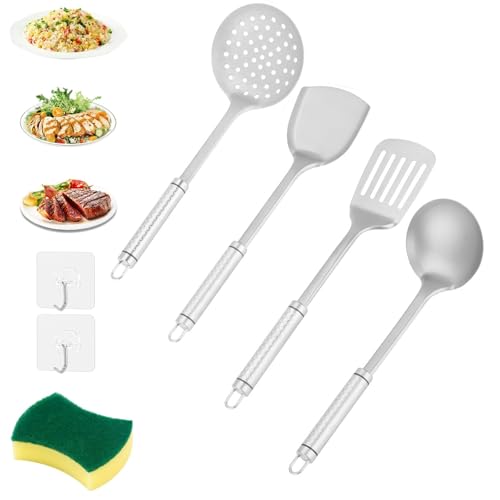 Taima 100% Pure Titanium Spatula, 2024 New Titanium Kitchen Cooking Utensils Set, Spatulas Set Cooking Shovel Wok Spatula Long Handle Shovel (1 Set)