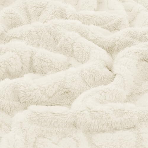 Image of CREVENT 30 inchX40 inch Cozy Soft Warm Sherpa Baby Blanket for Girls Boys, Newborn Essentials for Infant, Baby Shower Receiving Gift - White Heart 75X100cm