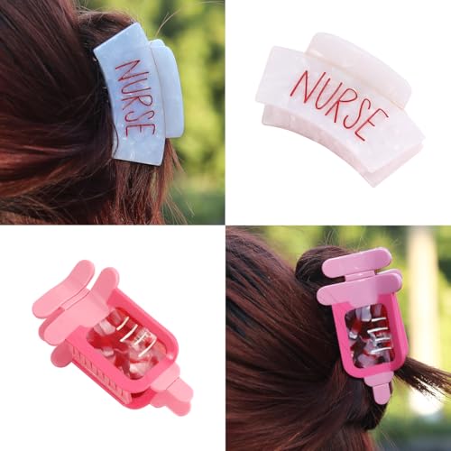 Nurse Cap Hair Claw Clip with Syringe Hair Clip Claw Set of 2 for Women Gift