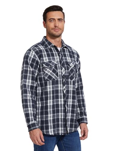 1/3 Pack Long Sleeve Flannel Shirt for Men Casual Plaid Button Down Shirt with Pockets3