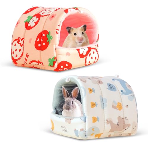 YZROHYI 2 Stück Kuschelhöhle Meerschweinchen Bett 19x18 cm,Versteck Kaninchen Bett,Guinea Pig House,Waschbare Kuschelsack Meerschweinchen Haus Hasen,Gemütliches Kleintierbetten für Zwergkaninchen