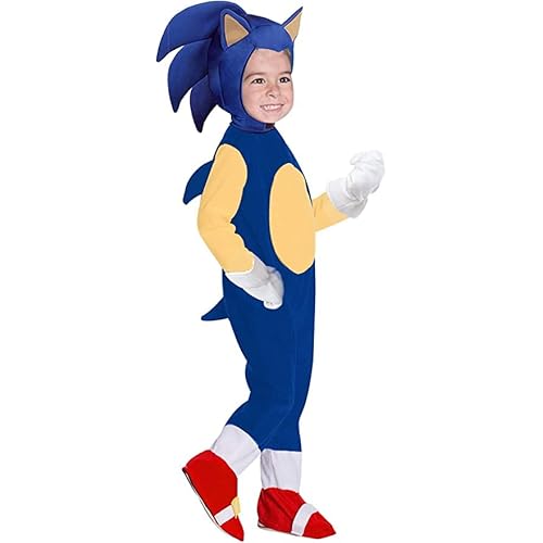 JAHWIE Kids Cartoon Pretend Play Costumes Bodysuit Halloween Hedgehog Cosplay Jumpsuit With Gloves and Headwear For Boys