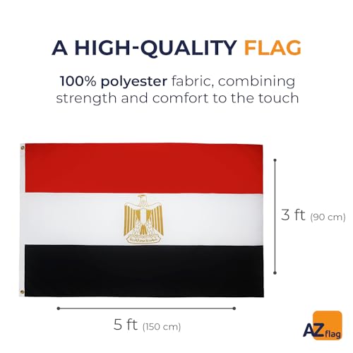 AZ FLAG, Egypt Flag, 3x5 Ft, Light Polyester Egyptian Banner with Two Brass Eyelets, Fade Resistant, Vivid Colors - Image 2