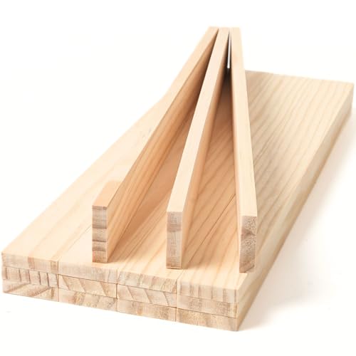 UvasDulces Craft Wood Strips 1/4' x 1' x 12' - 15PCS Wood Trim Slats Flat Lumber, Unfinished Pine...