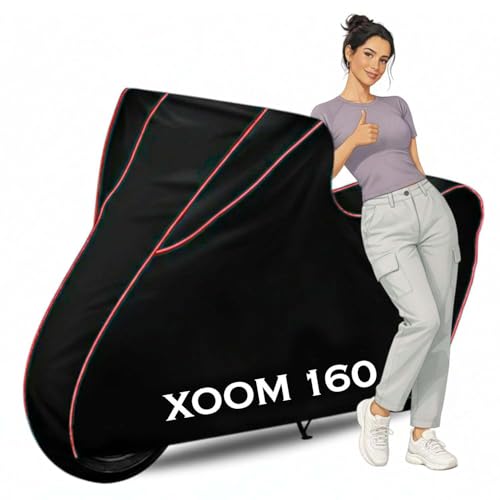 Image of Xoom 160 Scooter Cover Water Resistant Dustproof Sun Rain Cover Compatible for Xoom 160 Upto 2026 Model - Black