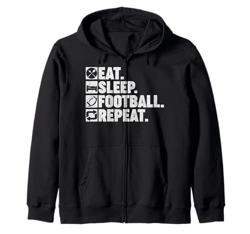 Retro Eat Sleep Football Repeat Men Teen Boys Vintage Player Sudadera con Capucha