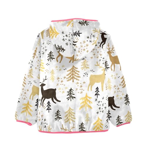 OTVEE Christmas Deers Tree Snowflake Kids Hoodie Jacket Fall Spring Full Zip Warm Outwear Coat2