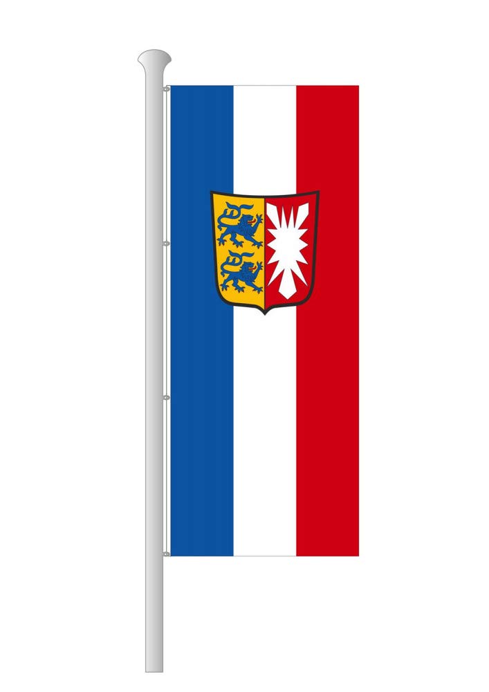 Deitert Bundesland-Flagge Schleswig-Holstein – 150x400 cm Schleswig-Holstein Fahne mit Wappen im Hochformat, Hissfahne aus reißfestem Polyester