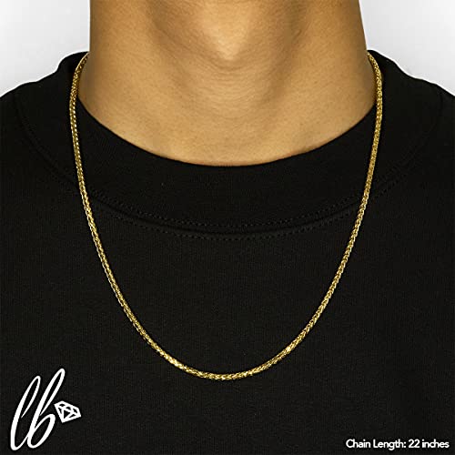 Lovebling 10K Yellow Gold 2.5Mm 20" Wheat, Palm Chain Necklace With Lobster Lock #TOP3