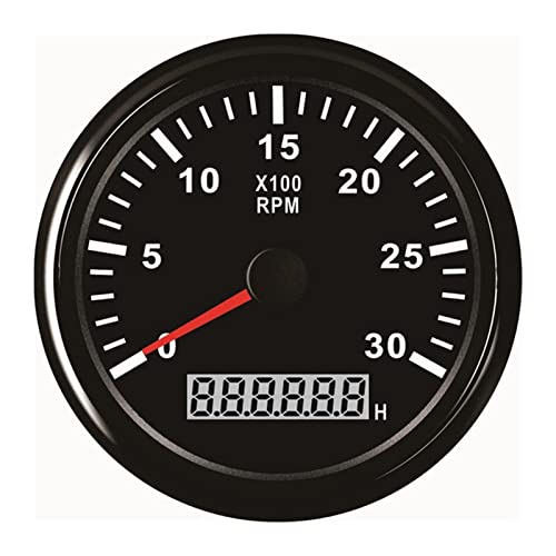 PXQPYMATX Tacómetro de 85 mm 300 0RPM for la Hora del Metro camión camión Barco Diesel Motor tacho RPM medidor medidor RVDO Mostrador for retroiluminación Tacómetro para automóvil(Black 3K RPM)