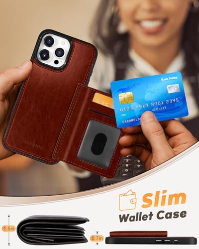 Uppuppy for iPhone 16 Pro Wallet Case with Card Holder,Brown - image 4