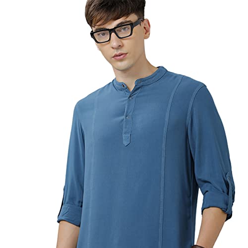 Image of Identiti Men Solid Slim Fit 100% Viscose Casual Shirt /Kurta for Men