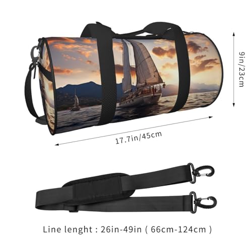 Travel Duffle Bag Weekender Bags for Men Women with Shoe Compartment Large Capacity Weekender Overnight Bag Sailing Boat Carry On Tote Bags Sport Gym Bag for Travel Yoga, Black, One Size2
