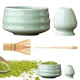 Batidor y tazón Matcha,Juego de té Matcha - Juego de cuencos de té Matcha - Juego de accesorios para té Matcha de 4 piezas, para preparar una taza tradicional de Matcha