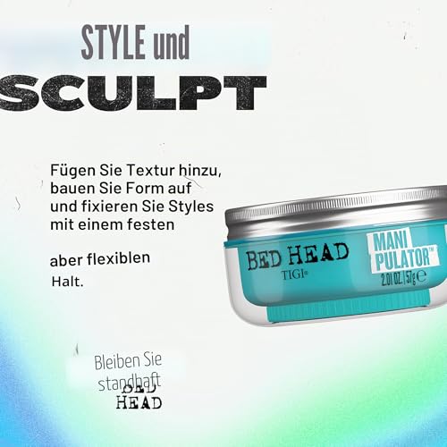 Bed Head by TIGI Manipulator Texturising Hair Putty, texturierende Stylingpaste mit starkem Halt und mattem Finish für kurzes bis mittellanges Haar, 57 g