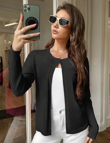 Image of OmicGot Women's Long Sleeve Shrugs Open Front Cropped Cardigan Sweater Bolero Shrugs S-XL