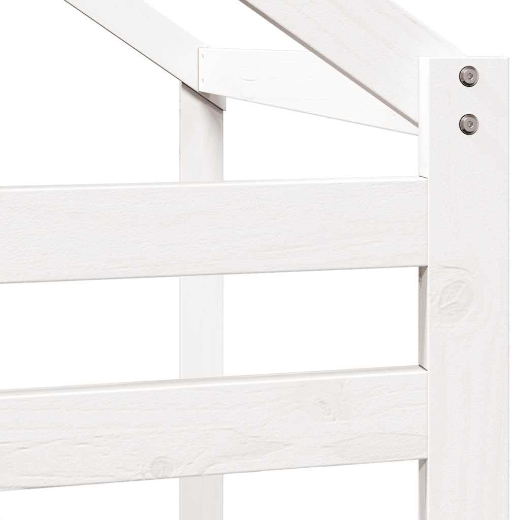Techo para cuna blanco de madera de pino maciza, 198 x 97 x 113 cm, con entrada abierta, accesorio para somier y soporte para colchón, ideal para habitación infantil, zona de juegos