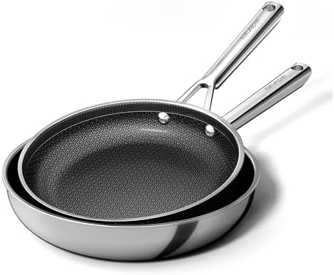 naturepan Edelstahlpfanne Pfannenset 2-teilig 24+28cm, DiamondTitan-Keramikbeschichtung, Antihaft Wabenpfanne, Pfanne induktion, Für alle Herdarten, Kühlbleibendem Griff, Spülmasch