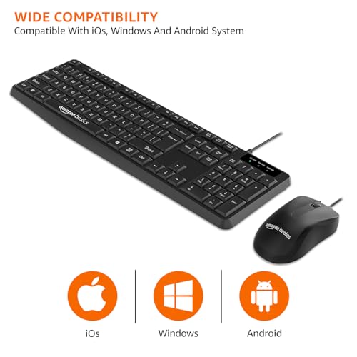 Amazon Basics Wired Keyboard and Mouse Combo l 1200 DPI l for Windows, Mac OS Computer - Image 4