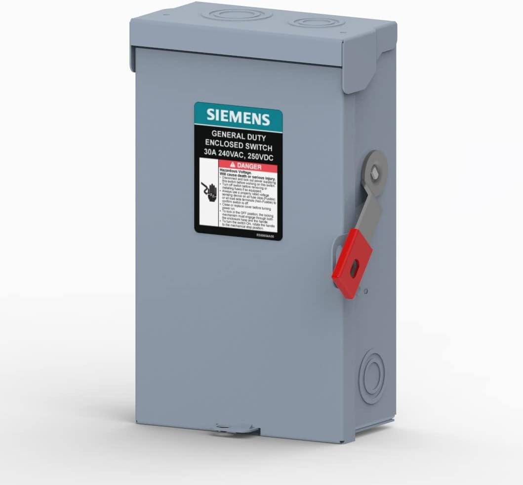 Siemens GNF321LLA 30-Amp, 3-Pole, 240V General Duty Max Series Safety Switch, Non-Fusible, Indoor