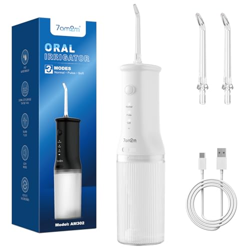 Cordless Water Flosser – 2 Tips, 3 Modes (7AM2M White)