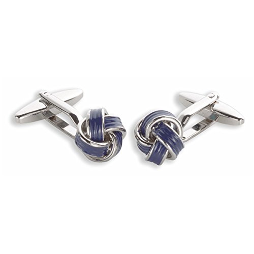 LINDENMANN Manschettenknöpfe, silberfarben, Lack blau, poliert, Knoten, Geschenketui, 10694