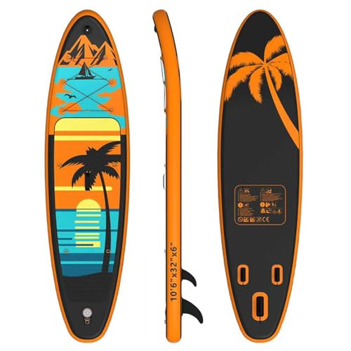 Teoryieer - Tabla de pádel inflable para adultos, 320 x 81 x 15 cm, tabla de pie con bomba y accesorios completos, 3 aletas, soporte estable para senderismo y surf, hasta 135 kg (naranja)