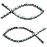 Unbekannt Wachsmotiv Christen Fisch Silber 2 Stück 40x15mm