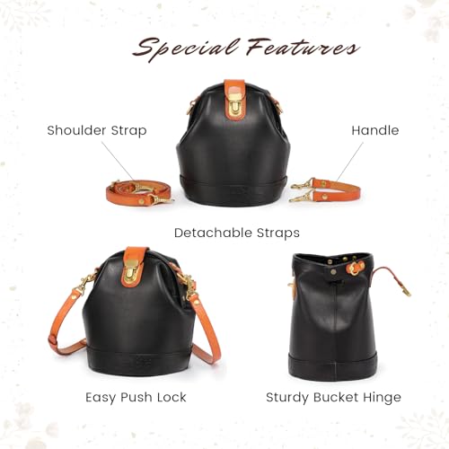 Image of OLD TREND Doctor Bucket Crossbody Handbag | Luxurious and Versatile Bag for Women | Genuine Cowhide Leather