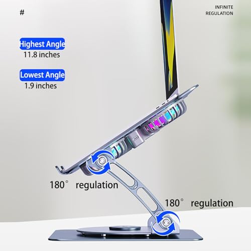 Support d'ordinateur de bureau multi-angle rotatif 360° et pliable portable - 4