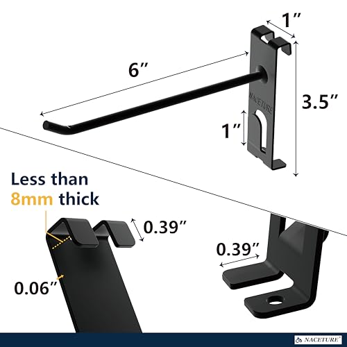 Naceture 850050322474 Double Gridwall Hooks- 24 Pcs Display Hooks For Grid Wall Panel- Grid Wall Hooks 6 Inch thumb #4